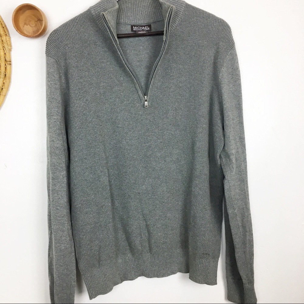 MICHEAL KORS Quarter Zip Knit gray sweater